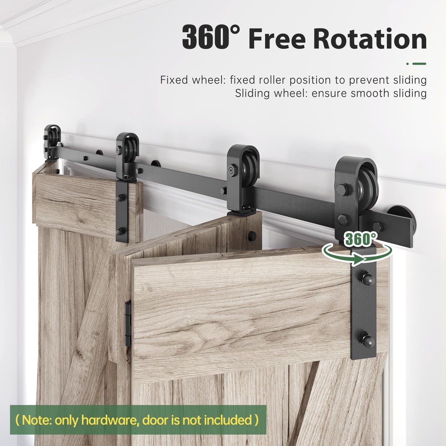 Roymelo 88" Bifold Sliding Barn Door Hardware Track Kit,Side Mounted Black J Shape Roller,Smoothly and Quietly,Assembly Easy,Fit Four 21" Bi-Folding Doors (Door Not Included)