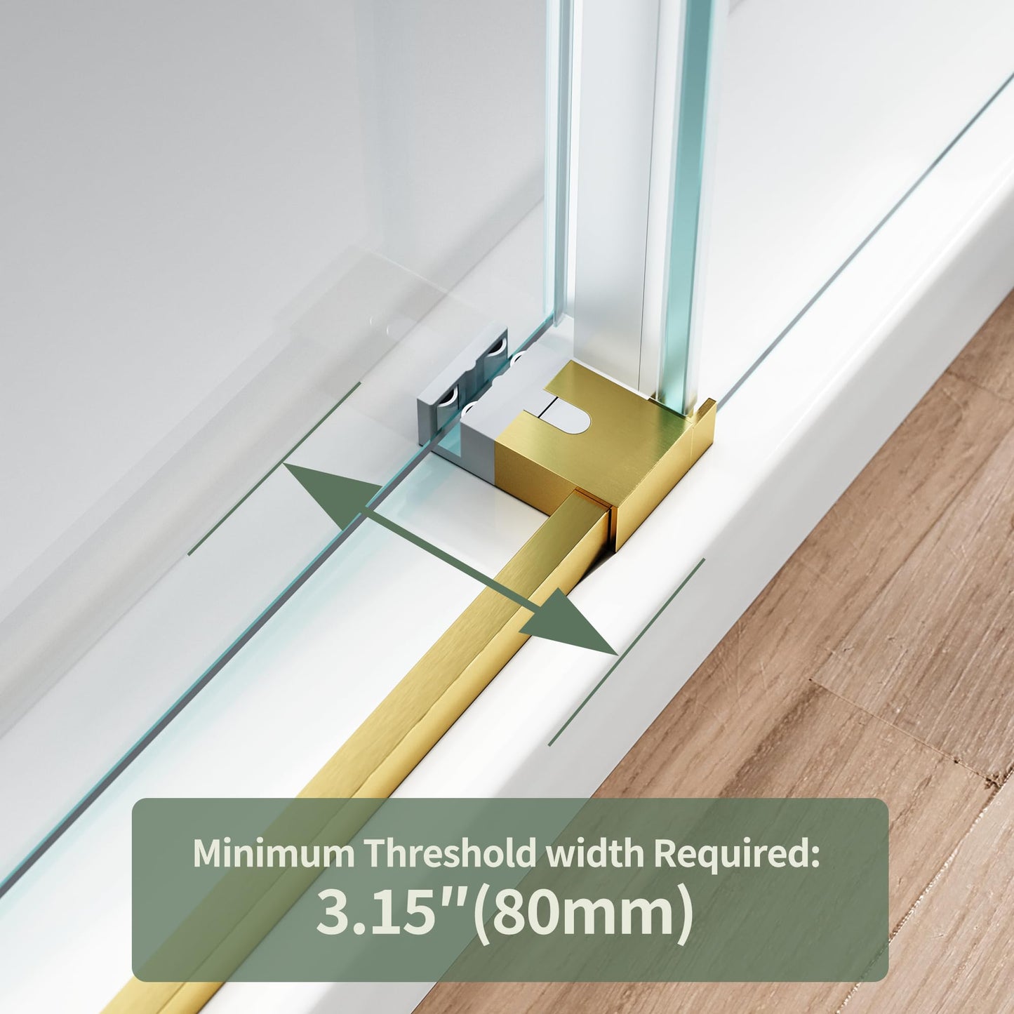 50-54" W x 76" H Frameless Sliding Shower Door, 5/16" (8mm) Clear Tempered Glass with Easy-Clean Coating, Sliding Glass Shower Door for Bathroom, Stainless Steel Hardware (Brushed Gold, 54" W x 76" H)