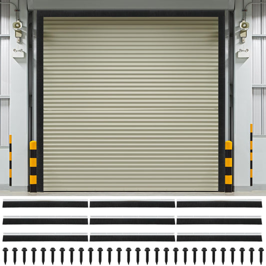 DoubleFill 12 x 12 ft Garage Door Brush Seal Kit, 3 Inch Roll up Door Seal with Aluminum Track, Heavy Duty Nylon Brush for Commercial Doors, Warehouse Barn, Energy Saving, Pest Proof, Black