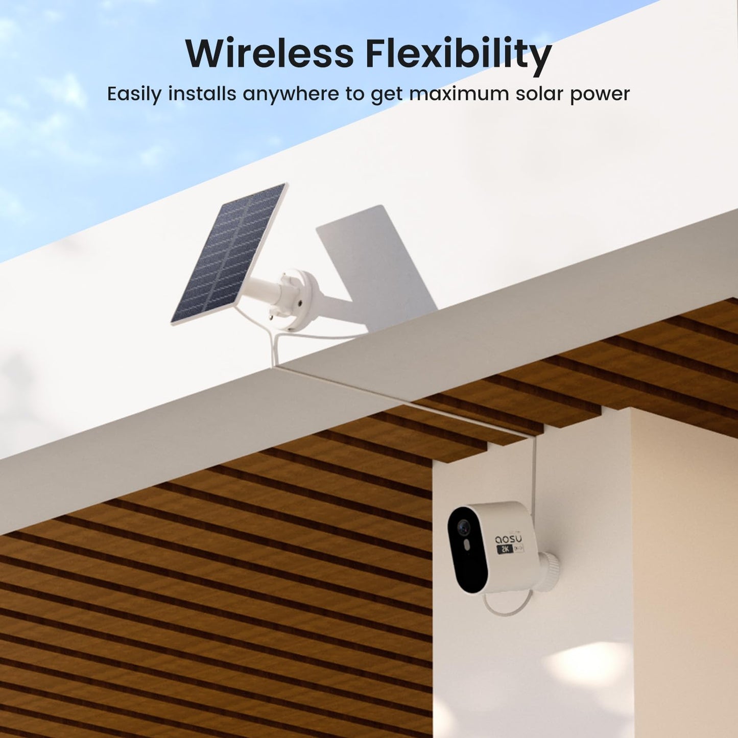 aosu Solar Security Cameras Wireless Outdoor, 4-Cam Kit, 2K QHD Home Security System with 166° Ultra-Wide Angle, Color Night Vision, 60 Days aosuBase Local Storage, No Subscription Needed