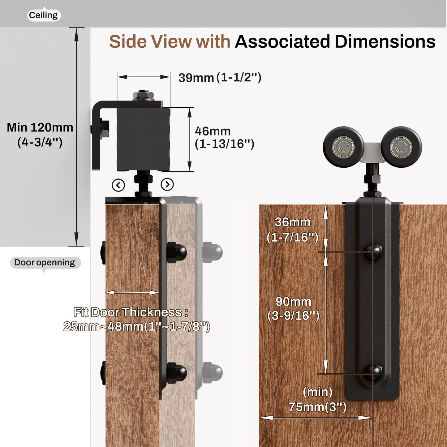 AONAYIOA 72"/6FT Box Rail Hardware Heavy Duty Sliding Barn Door Track, Aluminium Alloy Wall Mount Kit for Single Door, Smoothly and Quietly Easy to Install (No Door)