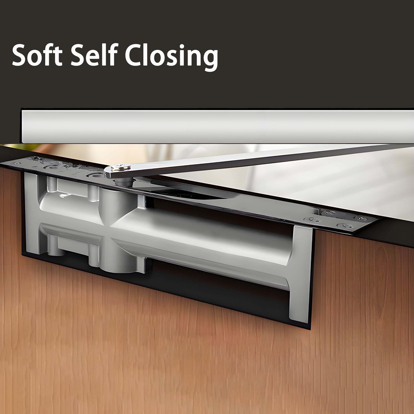 Silmium Concealed Door Closer, Adjustable Hold Open Angle & Closing Speed, Non-Handed Hydraulic Door Closers for Home, Soft Close, Silver