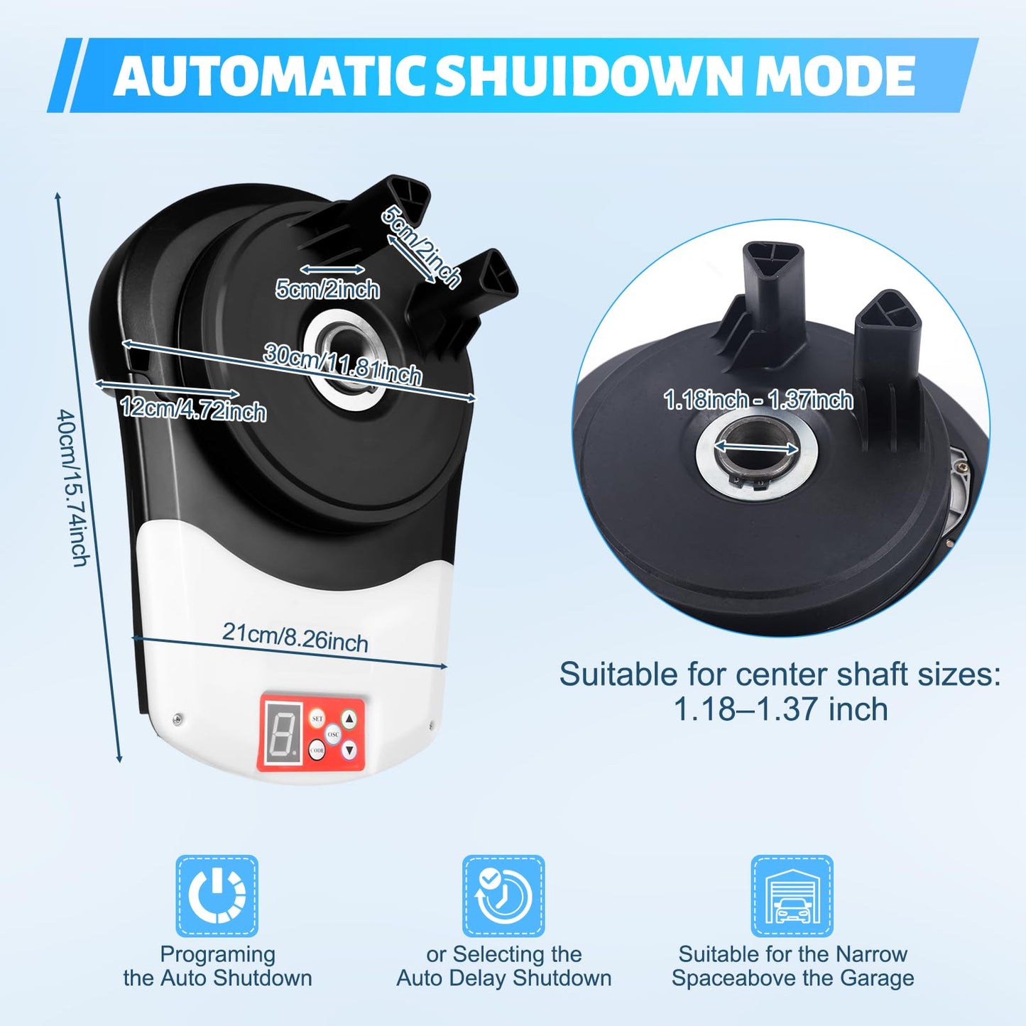 Automatic Roll Up Door Opener, Side Mount Garage Door Opener, 110V Commercial Garage Farm Warehouse Electric Roller Shutter Door Opener with 2 Remotes 800N Quiet Roll Up Doors