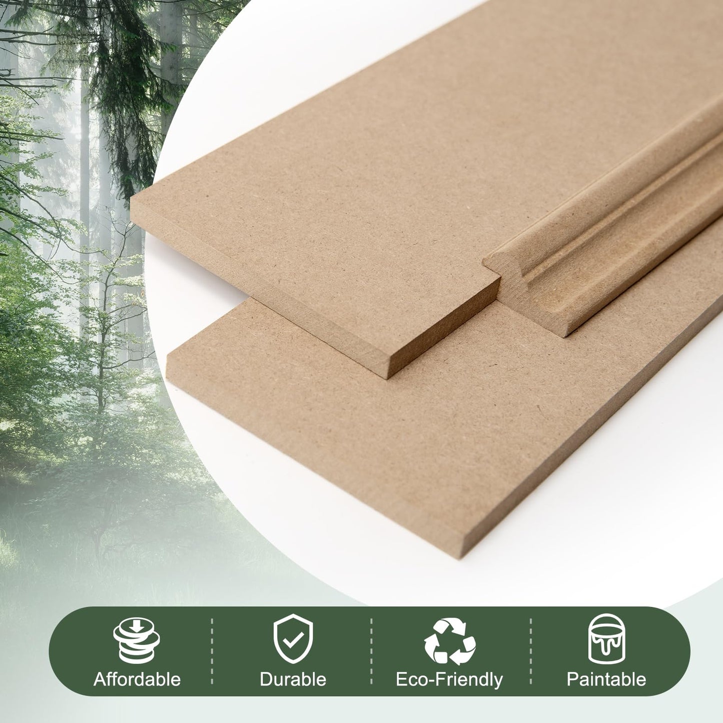 LONGKING Premade Board and Batten Wainscoting Kit, MDF Paintable Accent Wall Panels with Edge Trim, Pre-Cut Ready to Assemble Moulding for Interior Home Decor, Covers 93.93 x 56 in.