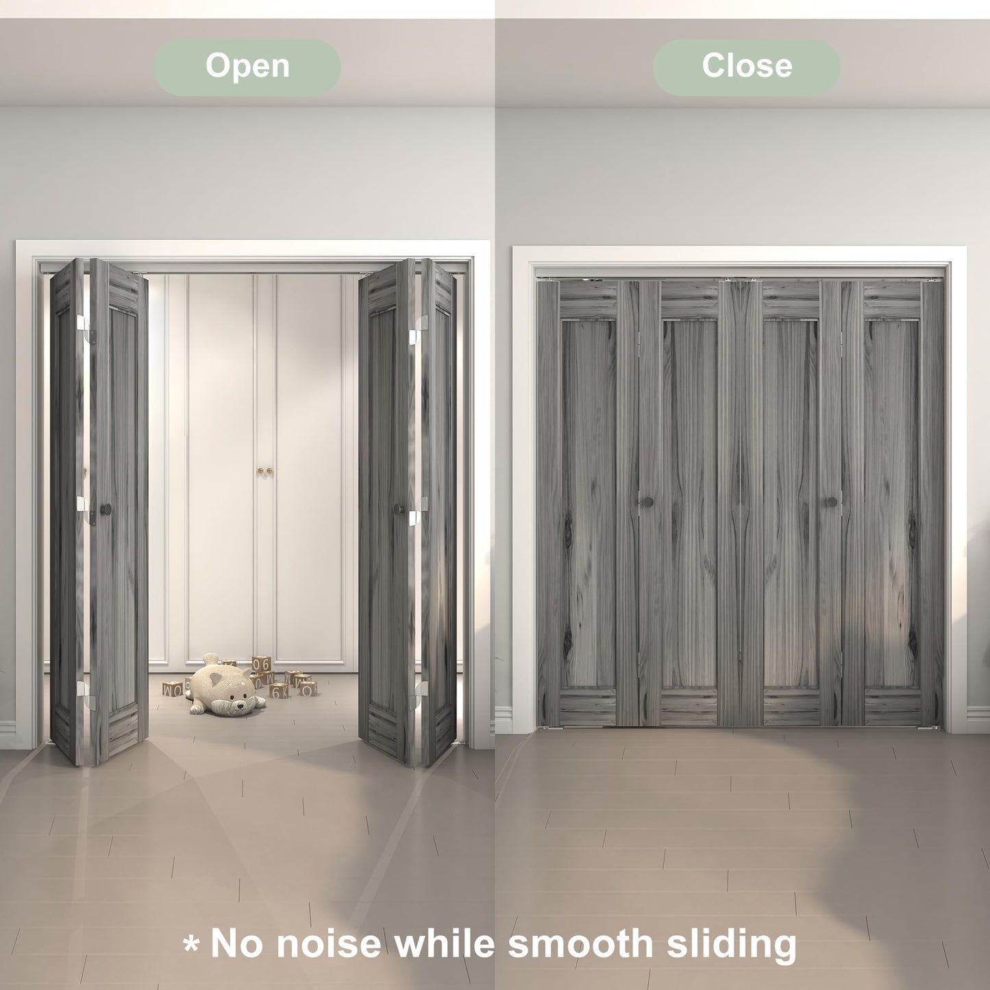 SongYung 60" Bifold Door Hardware Kit for 4 Doors,Aluminum Sliding Barn Door Hardware Top Mounted for Bathroom, Bedroom, Storeroom, Living Room