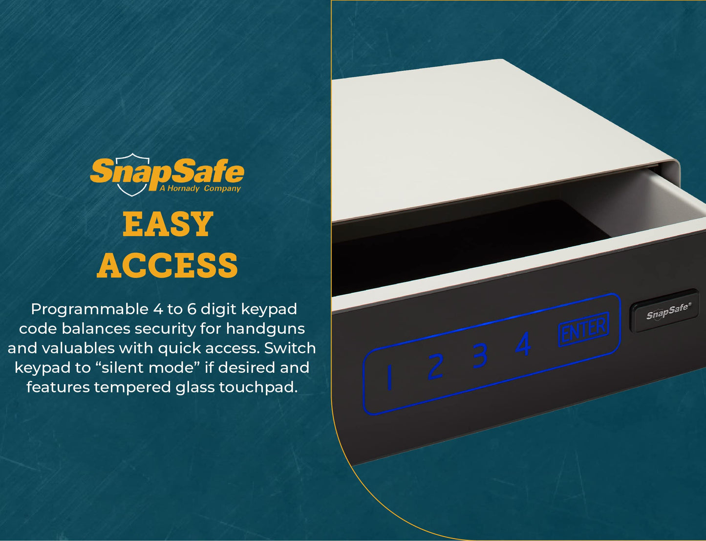 SnapSafe GlideVault Keypad Gun Safe, 75404 – Handgun Vault Safe with Tempered Glass Touchpad Entry to Secure Your Firearms and Valuables – 16 Gauge Steel Housing with Spring Assisted Slide Out Drawer