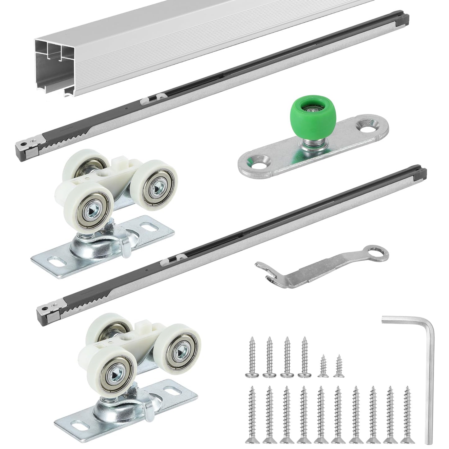 Lashow 72 Inch Porcket Door Hardware Kits with Soft Close & Soft Open, Sliding Pocket Door Hardware with 6ft Aluminum Track for New Building, No Door Included.