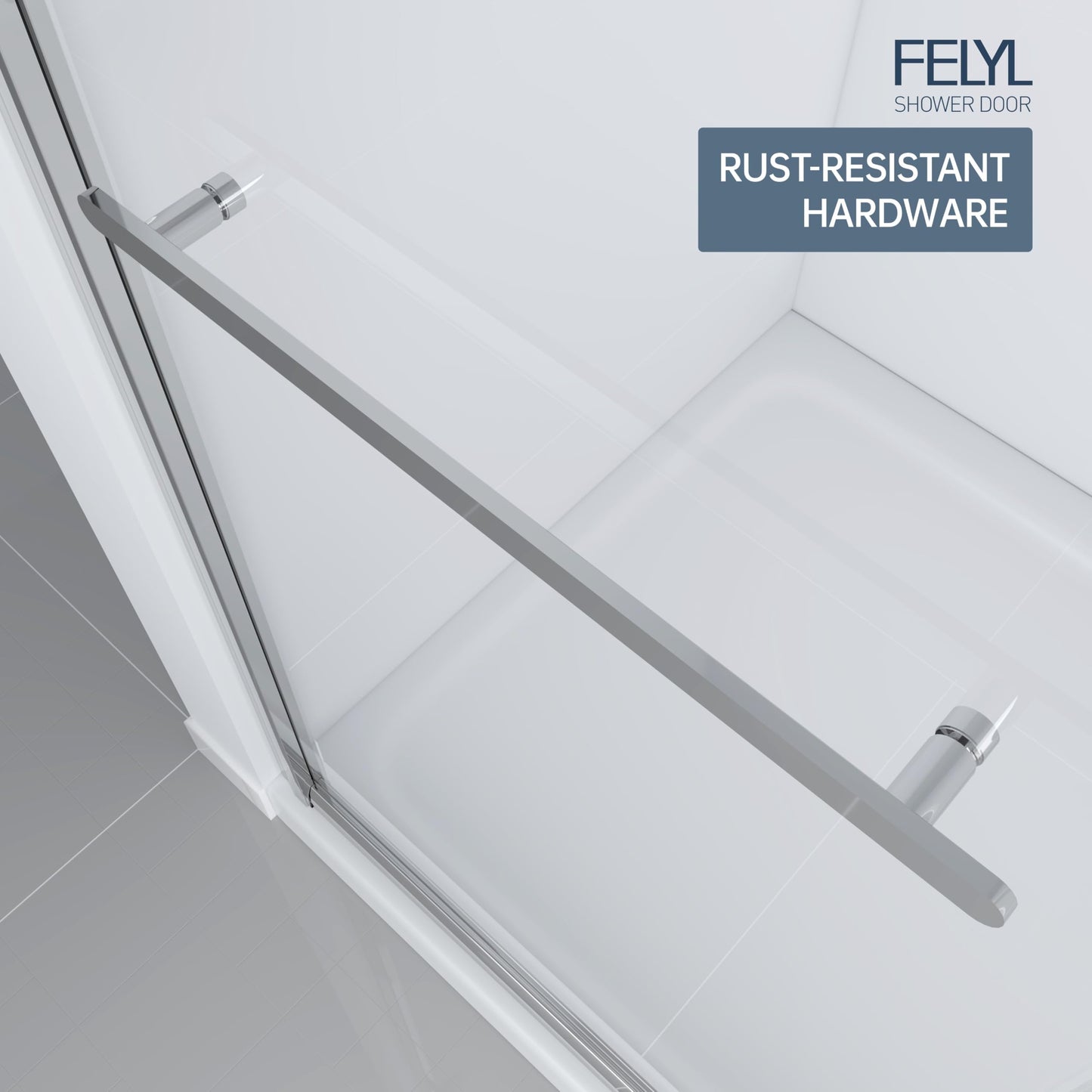 FELYL 72" Sliding Shower Door 67-72" W x 72" H, Chrome Finish, Single Sliding Door, Framed, Clear 1/4" (6mm) SGCC Tempered Glass, Reversible Installation