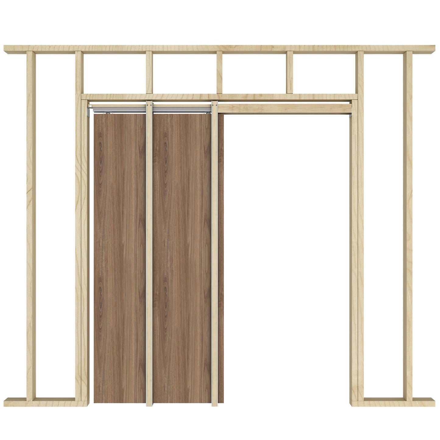 JUBEST Pocket Door Frame Kit with 220LBS Two-Way Soft-Close Mechanism, Smooth and Quiet, Easy to Install Hidden Door Kit, 24" to 36" x 80"