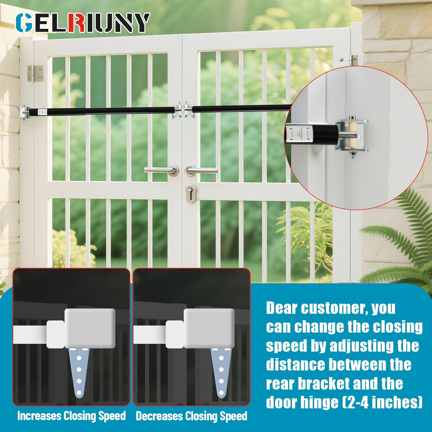 New TB200 Hydraulic Gate Closer, Rust Resistant & Weatherproof Automatic Gate Closer, Adjustable Closing Speed, Fits 60 to 140 Lbs Vinyl, Steel, Wood, Chain Link Fence Gates, Black