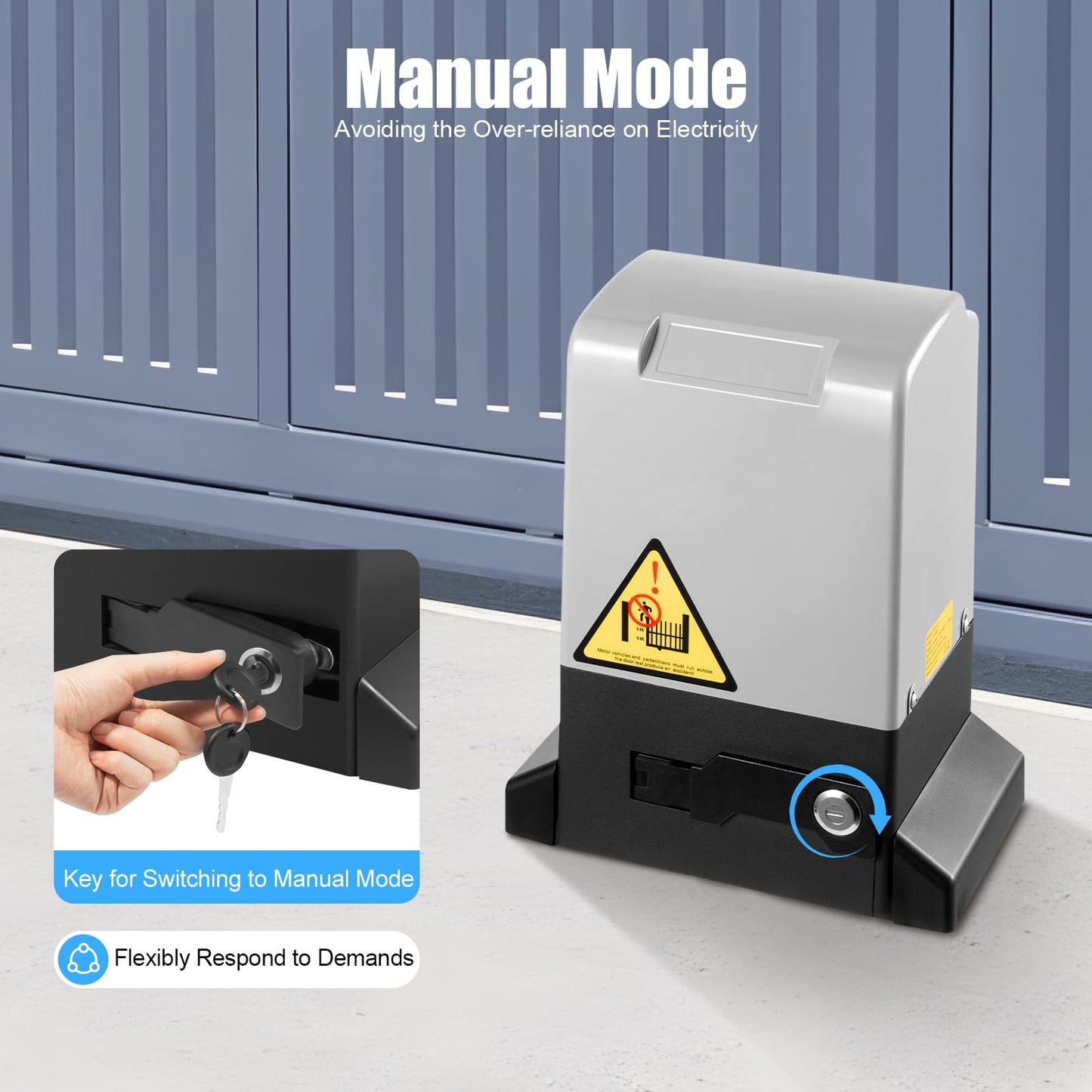 AKSDSGA 3968LBS Automatic Sliding Gate Opener with 2 Remote Controls, 750W Garage Door Motor Electric Gate Operator Hardware Kit for Sliding Doors Up to 39.3ft