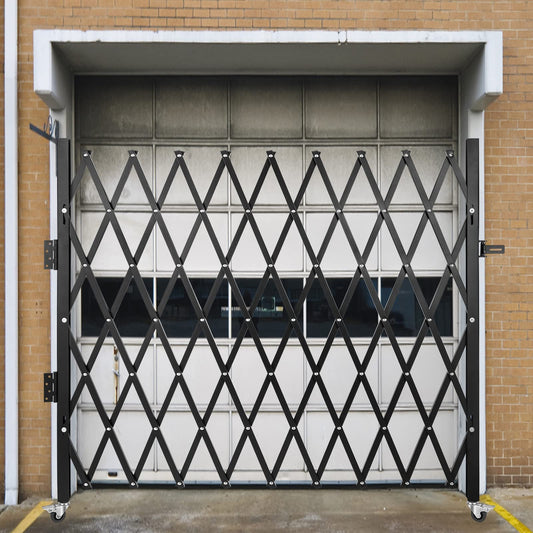 VEVOR Single Folding Security Gate, 7 ft H x 7 ft W Folding Door Gate, Steel Accordion Security Gate, Flexible Expanding Security Gate, 360° Rolling Barricade Gate, Scissor Gate/Door with Padlock