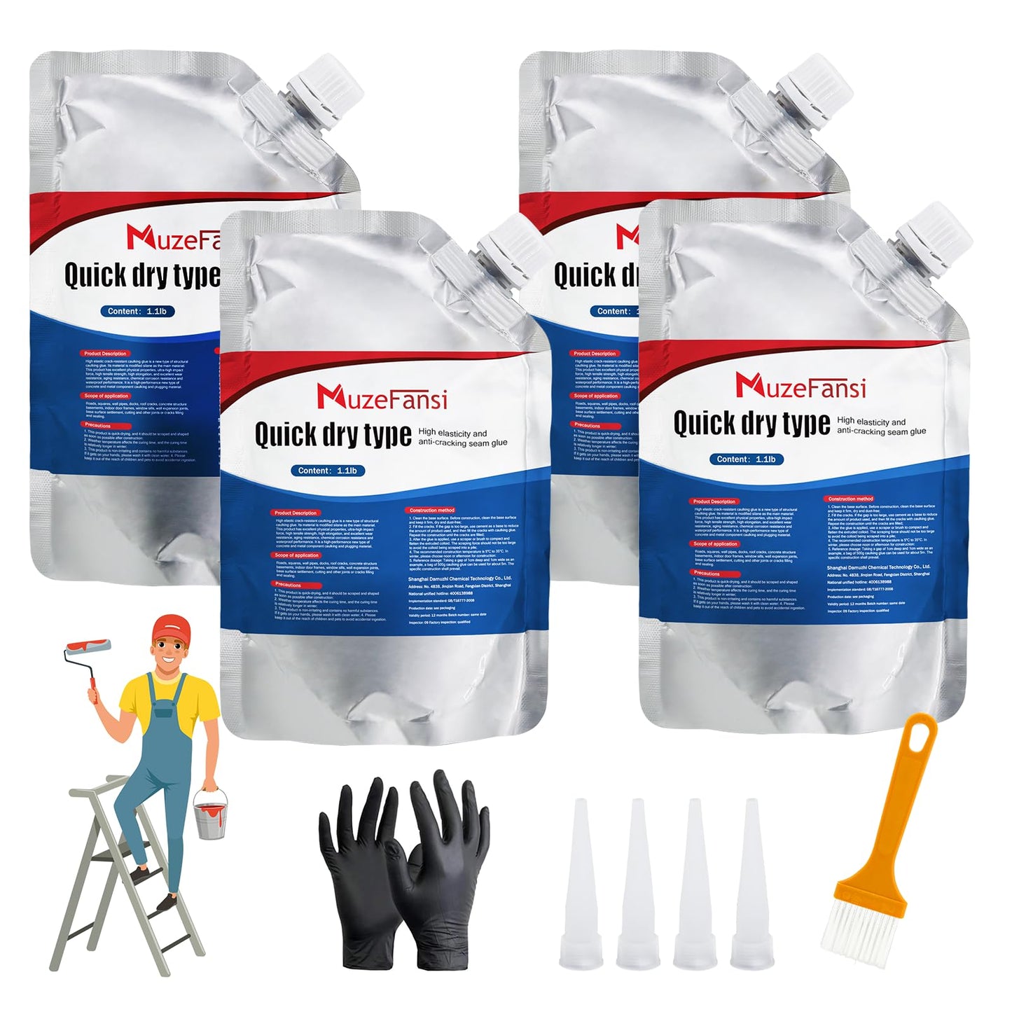 Slab Concrete Crack Waterproof Repair Sealant, Concrete Crack Filler, Quick-Drying Sealing Adhesive,Weather-Resistant Caulking Glue (4 pcs)