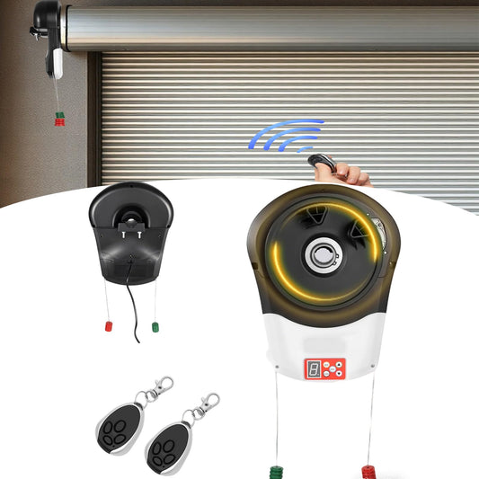 100W Auto Roller Door Opener, 800N Commercial Side Mount Garage Rolling Opener, AC110V Garage Door Opener Roller LED Indicator Light w/Two 164ft Control Distance Controls, Two Hanging Handles