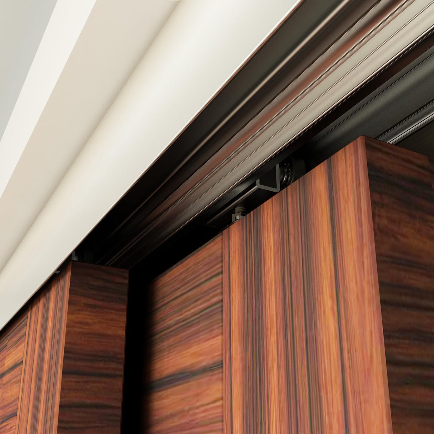 WEWORTH Heavy Duty Double Bypass Sliding Closet Door Track Kit Hardware 96”/8FT Aluminium Alloy Track Rail Set,for 2 Door System,Smoothly and Quietly,Silver