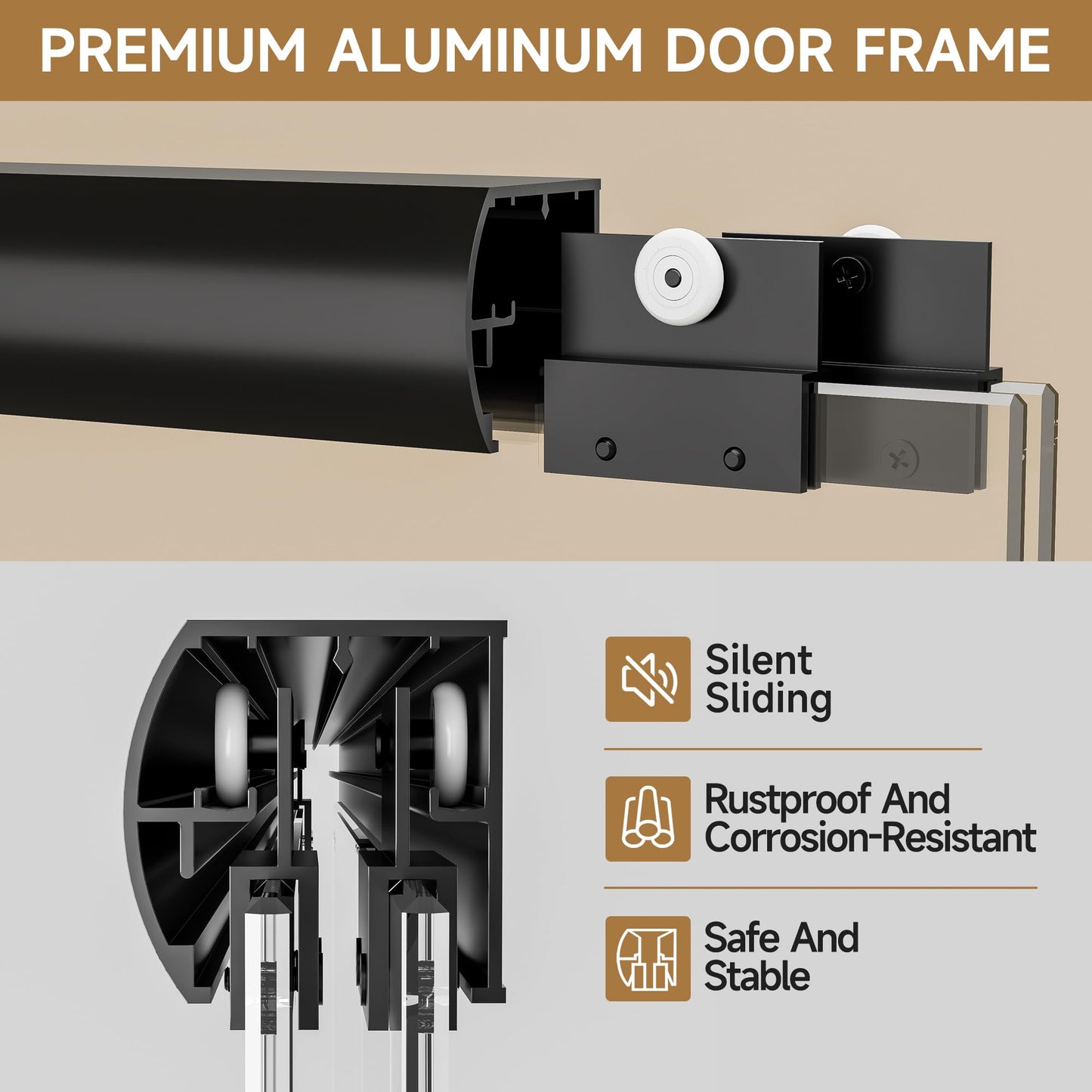 Shower Doors, 56–60'' W x 72'' H Sliding Glass Shower Door, Matte Black Aluminum Frame, 1/4'' (6mm) High-Strength Tempered Glass, for Walk-in Showers