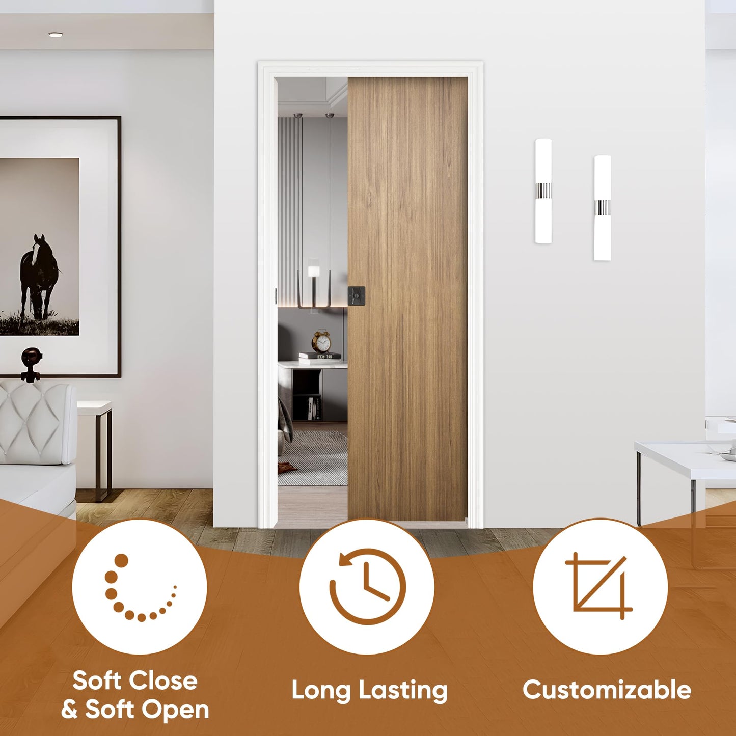 JUBEST 36"x 80" Pocket Door Frame Kit with 220LBS Soft Close Mechanism and Galvanized Steel Studs, Pocket Door Kit for 2x4 Stud Wall, Suitable for Doors Wide 24"-36", Easy to Install