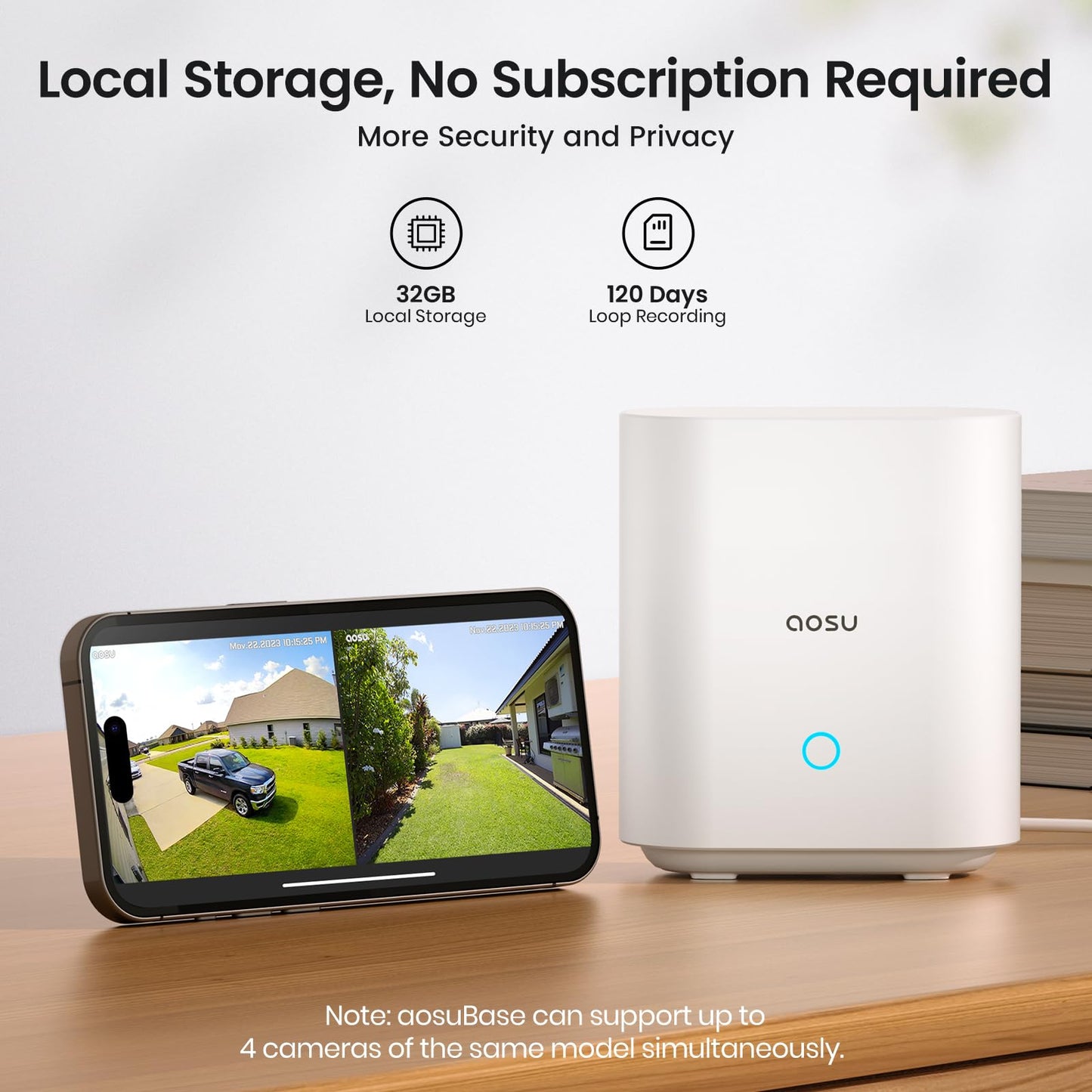 aosu Security Cameras Wireless Outdoor Home System, True 2K HD Night Vision, No Subscription Required, Long Battery Life, 166° Wide View, Spotlight & Siren Alarm, Motion Alert, Support 2.4 & 5GHz WiFi