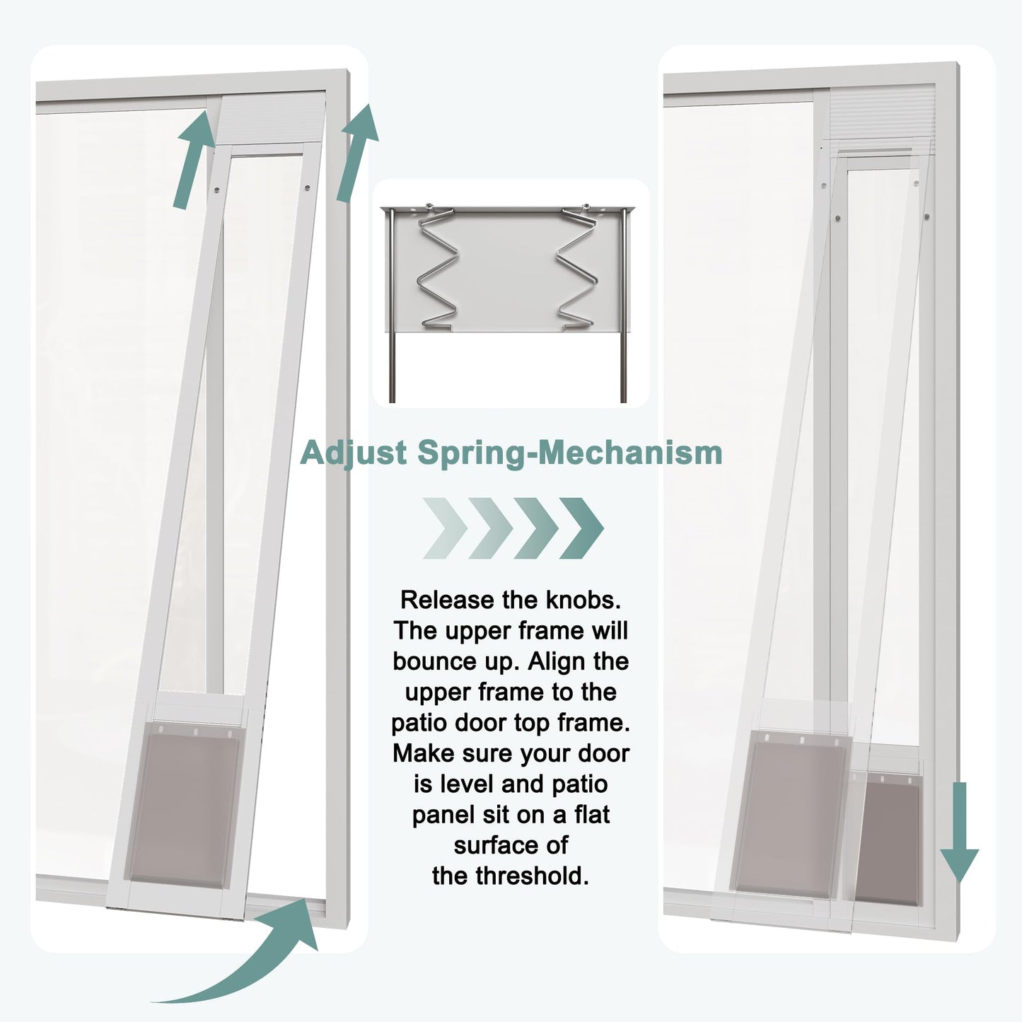 Dog Door for Sliding Glass Doors, Adjustable Height 91"-95 9/16" Aluminum Frame Tempered Sliding Door Dog Doors Insert with Lock,XL Brown10 x 15" Flap Size for Large Dogs
