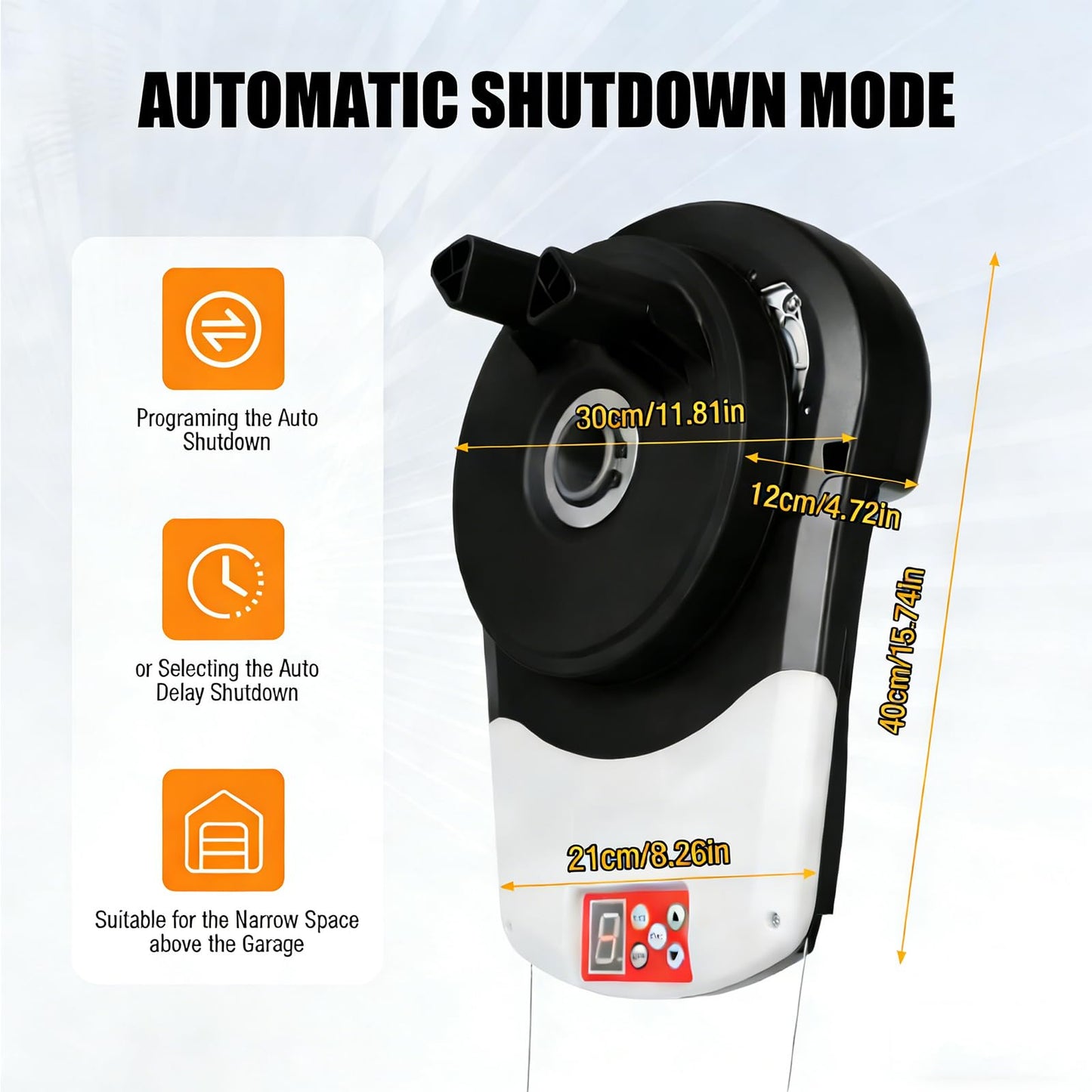 100W Auto Roller Door Opener, 800N Commercial Side Mount Garage Rolling Opener, AC110V Garage Door Opener Roller LED Indicator Light w/Two 164ft Control Distance Controls, Two Hanging Handles