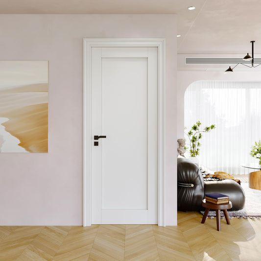 Slab Door Interior, Solid Core Pre-Built Wood Doors 30"x80", 1-Panel White Bedroom Door Shaker, Pantry, Bathroom, Laundry Swing Door w/o Frame, Pre-Finished & Paintable with CARB P2