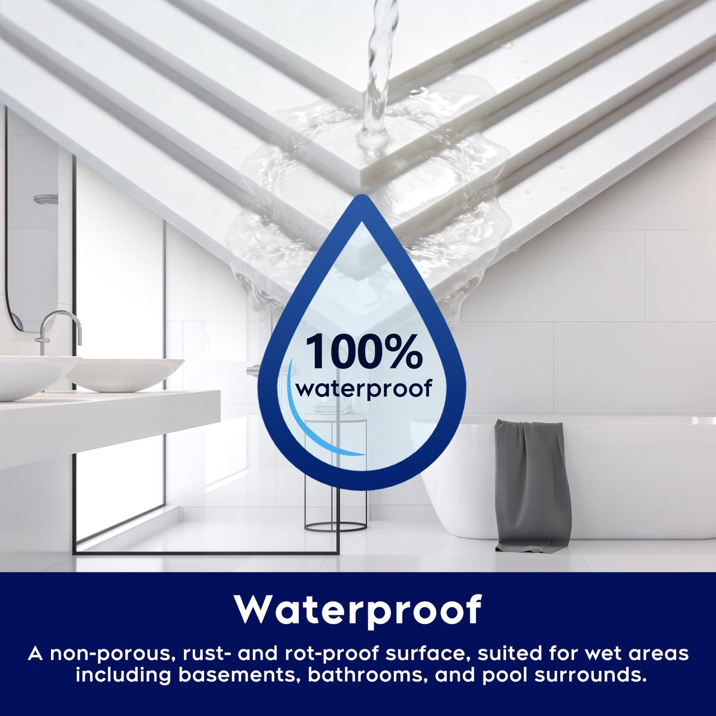 IMXPW Premium PVC Smooth Drop Ceiling Tiles 2ft x 2ft - Waterproof, Fire-Rated, Washable, Drop in Installation - No Rot, No Sag, 12-Pack Cover 48 Sq. Ft, Black