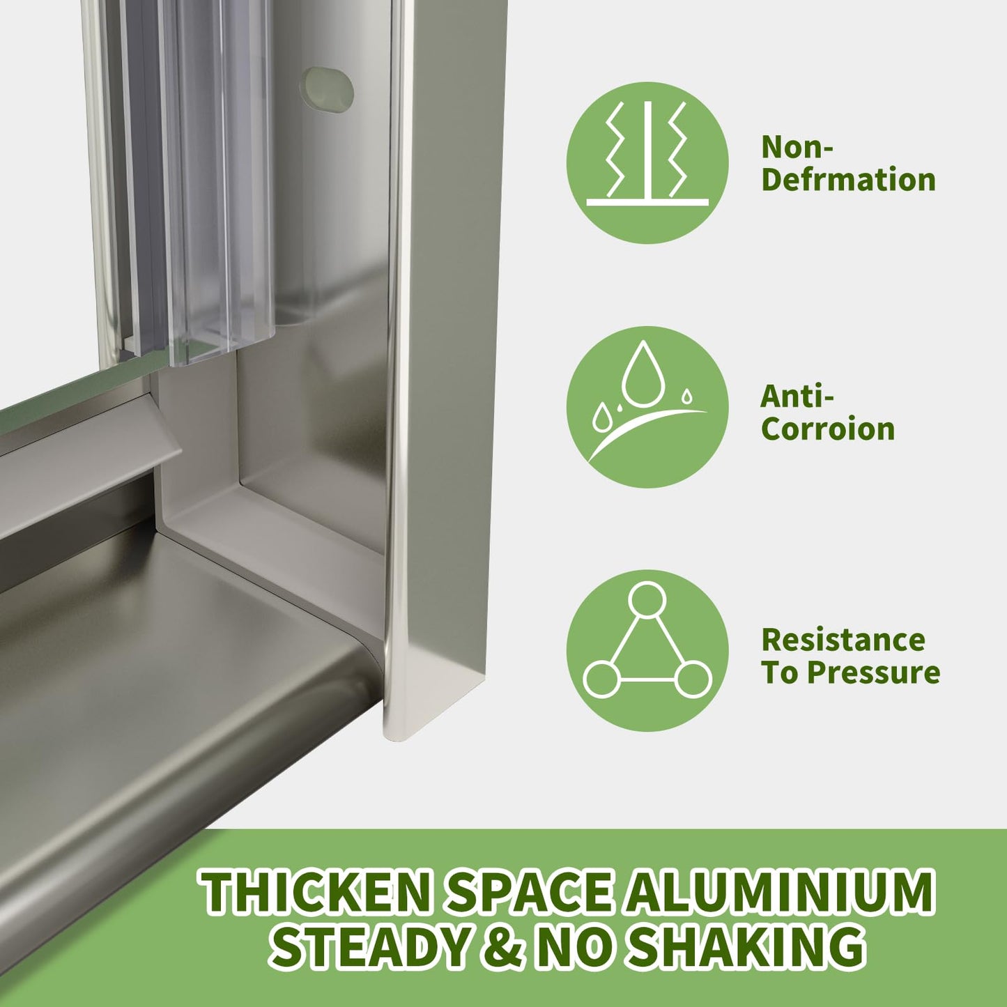 ACE DECOR 44-48" W x 70" H Semi-Frameless Shower Door, Double Sliding Shower Door with 1/4" (6mm) Clear SGCC Tempered Glass, Chrome Finish Shower Doors, Reversible Installation