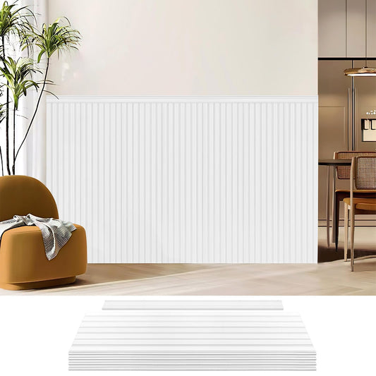 Art3d Wainscoting Wall Panel Kit, 37.8" Tall Beadboard Panels for Walls, Polystyrene Board and Batten Wall Panel Kit, Easy DIY Decorative Trim for Living Room, Kitchen, Bedroom – Covers 31 Sq.Ft