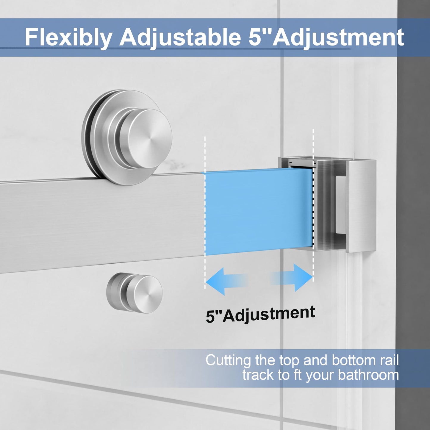 Frameless Double Sliding Shower Door 49-54" W x 72" H,1/4"(6mm) Tempered Glass with Safety Nano Explosion-Proof Film,Bypass Walk-in Shower Door,Brushed Nickel