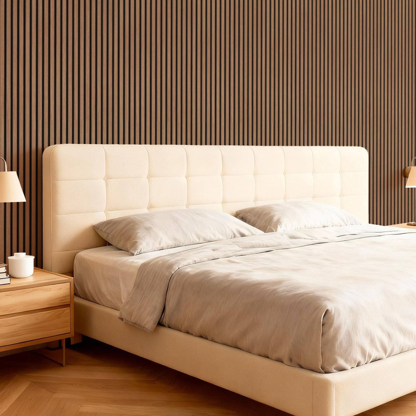 TONOR Wood Slatwall Panels, 4 Pack 47.2" x 23.6"/ 120 x60cm(31ft²) Acoustic Wall Panels, Wood Slat Acoustic Panels for Noise Cancelling and Decoration, Living Room, Bedroom, Office, Walnut