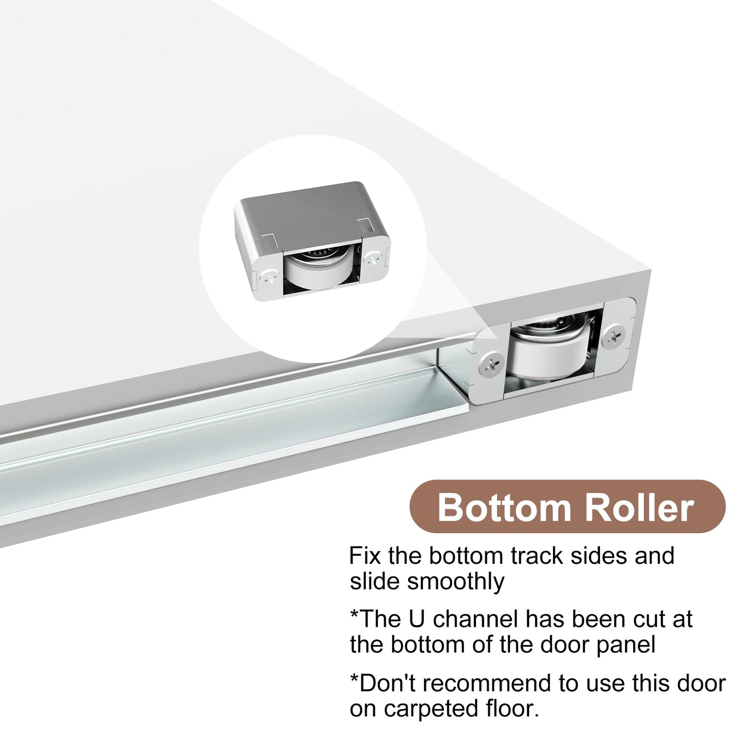 JUBEST 30"x84" Flush Solid Core White Primed Concealed Sliding Hidden Barn Door with Soft Close Installation Hardware and Double Sided Pulls Included