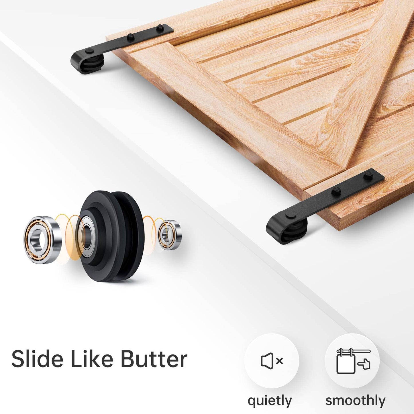 EaseLife 10 FT Double Door Sliding Barn Door Hardware Track Kit,Basic J Pulley,Heavy Duty,Slide Smoothly Quietly,Easy Install (10FT Track Kit for Double 30" Wide Door)