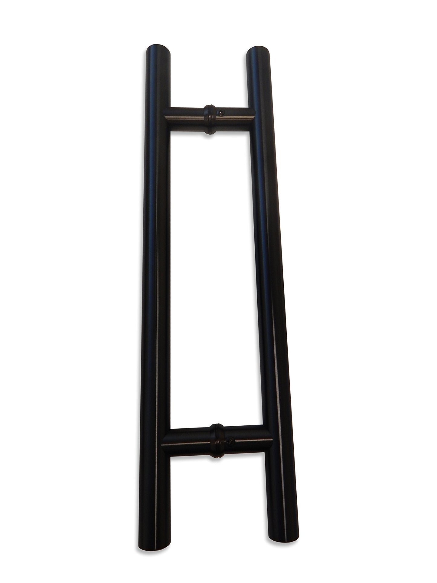 NHN Modern & Contemporary Double-Sided Ladder Style Push-Pull Stainless Door Handle for Steel, Aluminum and Glass Doors, Brushed Stainless Steel Finish (18 inch, Matte Black)