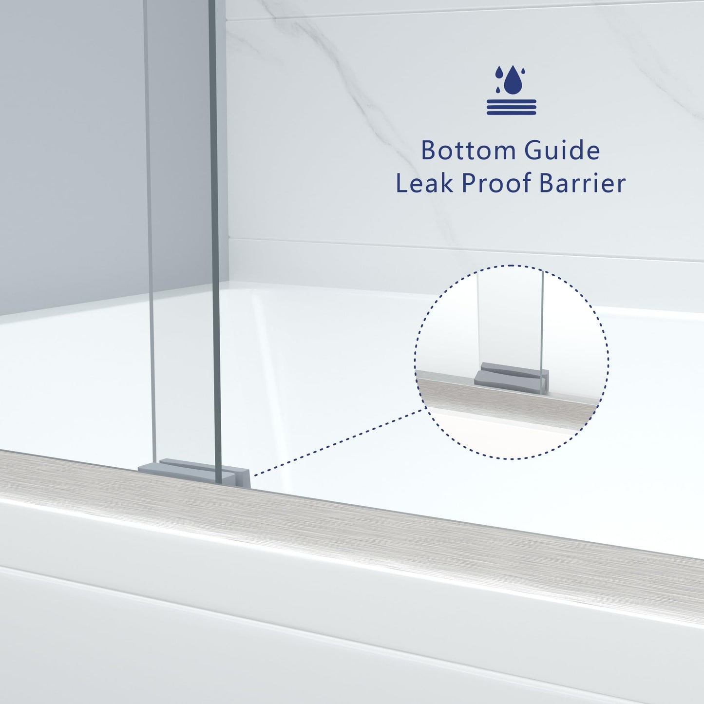 ENSO SENKA 60" W x 58" H Semi-Frameless Bypass Sliding Bathtub Shower Door, Easy-to-Clean Treated Clear Tempered Glass, Brushed Nickel