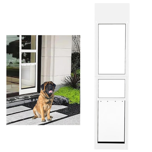 Extra Large Dog Door for Sliding Door,Adjustable Height 75.98"-81.1",Dog Door for Sliding Glass Doors XL,All-Metal Framed & Panel with Rotating Screws Can Slide Up and Down Along The Track