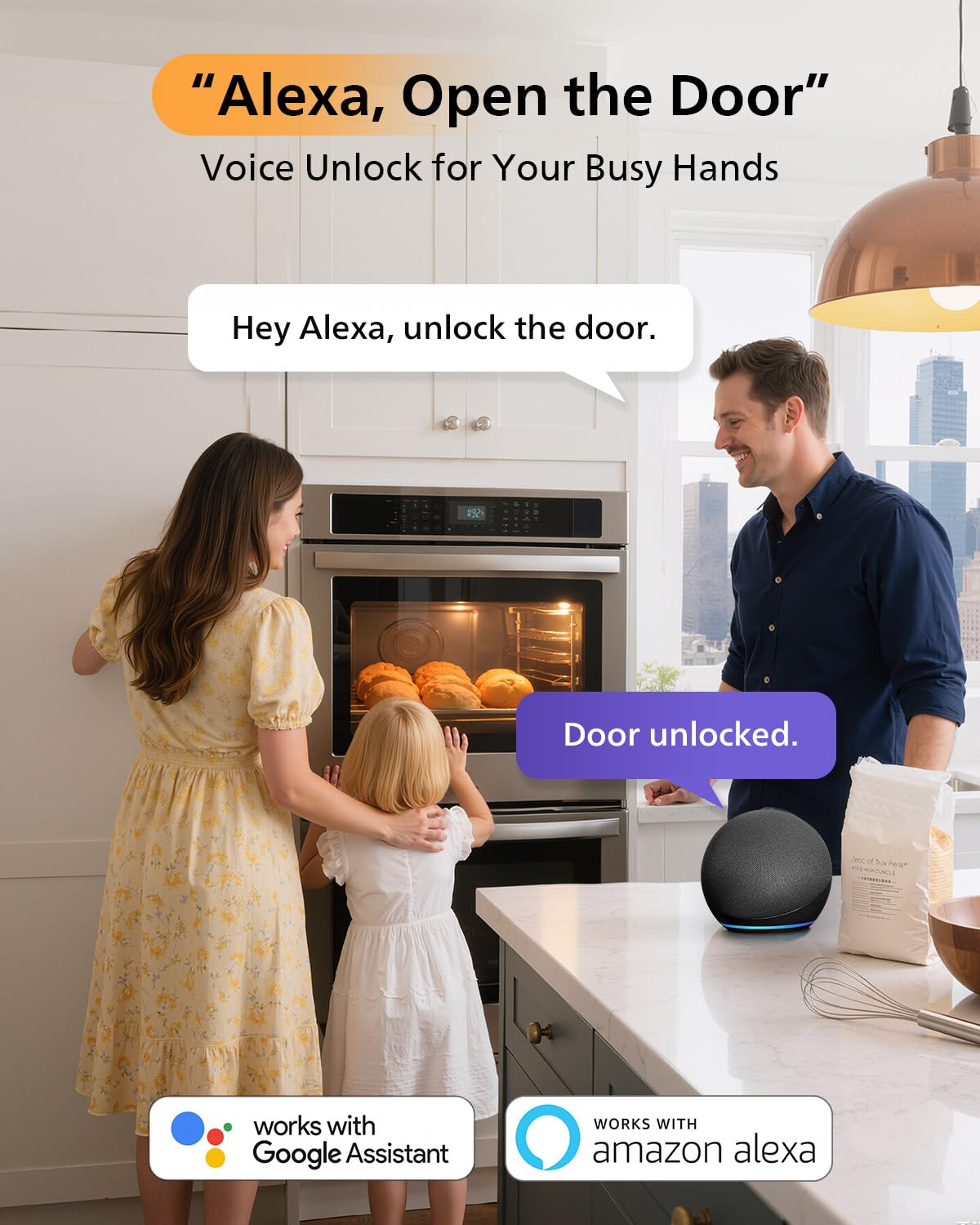 Philips WiFi Smart Lock with Front Door Handle Set, Built-in WiFi, APP Remote & Voice Control, Fingerprint Keyless Entry Door Lock, Keypad Deadbolt Smart Locks for Front Door, Auto-Lock, Satin Nickel