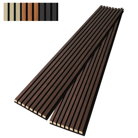 Art3dwallpanels Wood Slat Wall Panel, 108'' x 13'' Wood Panels for Wall 2 Pack 3D Soundproof Wall Panels, Large Acoustic Panels for Interior Ceiling and Wall Decor Noise Reduction,Walnut