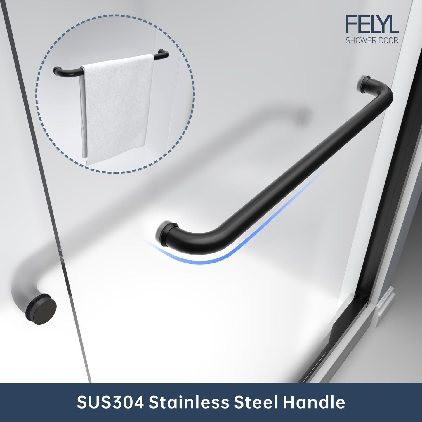 FELYL Frosted Double Sliding Shower Door 55-60" W x 72" H, Matte Black, Bypass Shower Door, Framed, 1/4" (6mm) Tempered Glass