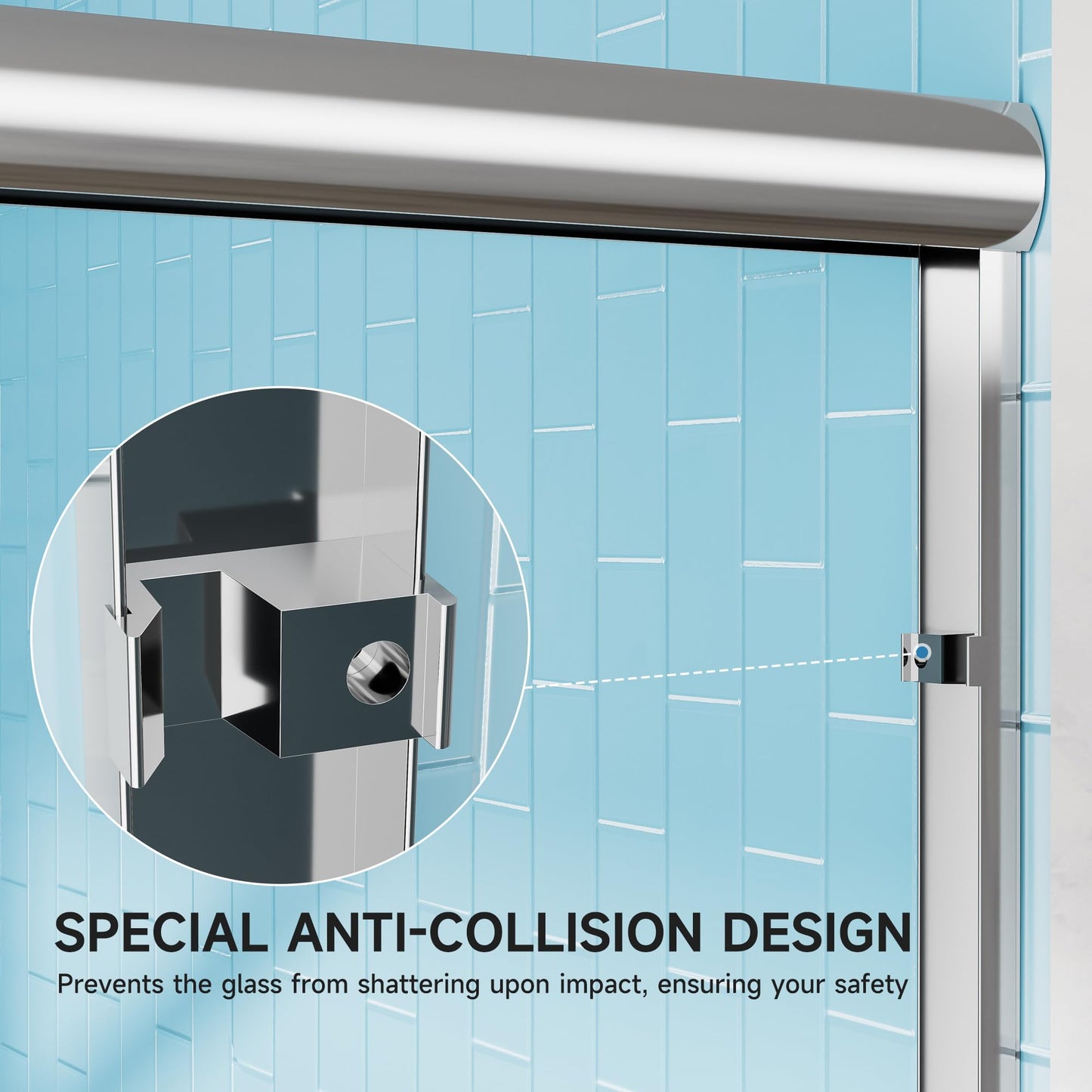 Double Sliding Glass Shower Door, 56–60 in W x 72 in H, Chrome Aluminum Frame, 1/4 in(6mm) High-Strength Tempered Glass Shower Door, for Walk-in Showers