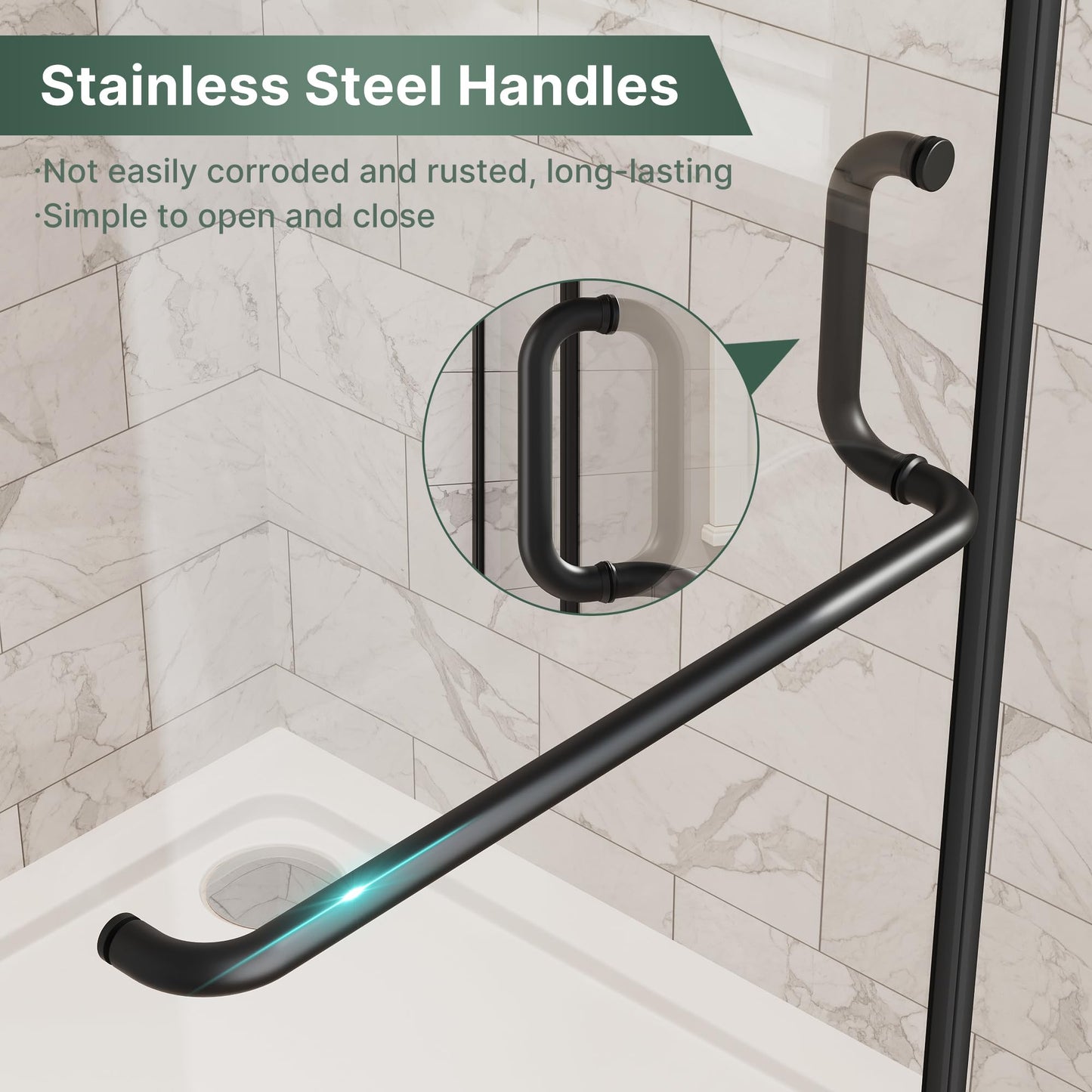 ELEGANT Frameless Shower Door 42'' W x 72'' H, Pivot Swing Glass Shower Door with 1/4'' Tempered Glass, Matte Black
