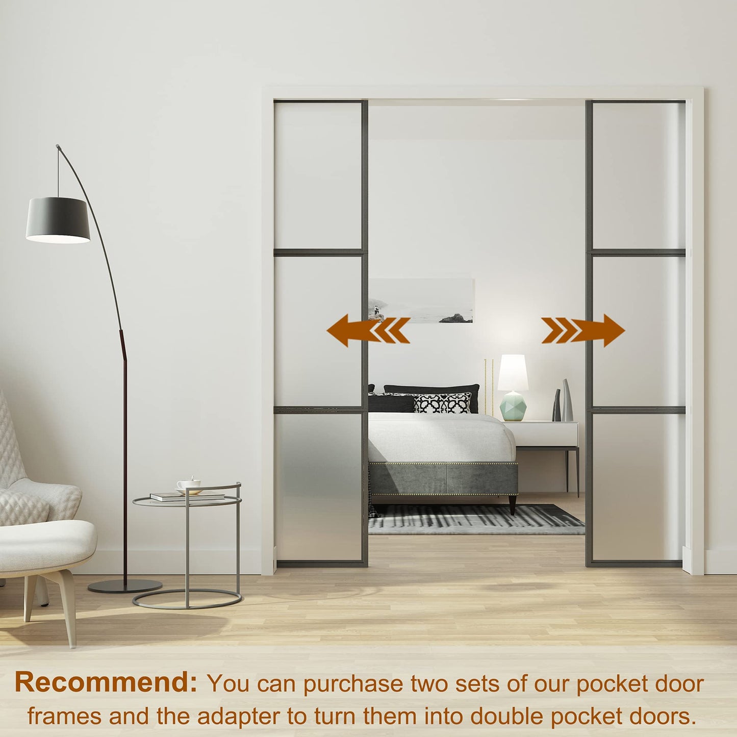 JUBEST 36"x 96" Pocket Door Frame Kit with 120LBS Soft Close Mechanism and Galvanized Steel Studs, Pocket Door Kit for 2x4 Stud Wall, Suitable for Doors Wide 24"-36", Easy to Install