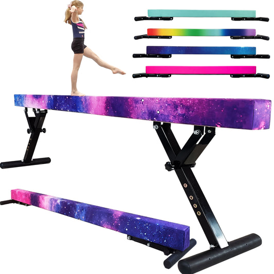 FC FUNCHEER Adjustable balane Beam for Kids - 8FT Gymnastics Beam - high and Low Floor Beam for All Gymnastic Levels-Professional Gymnastic Equipment for Home and Gym Center