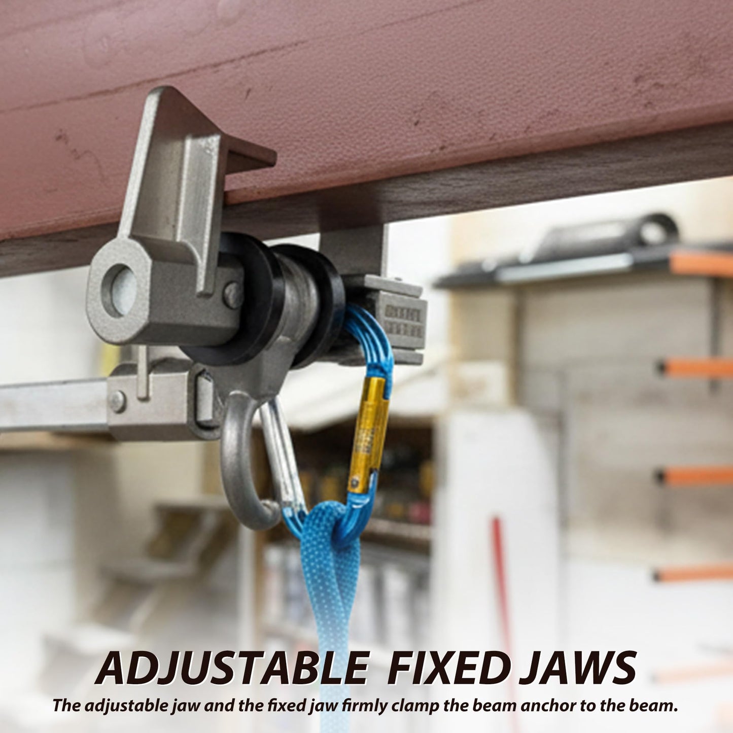 Horizontal Beam Anchor, Aluminum Support Beam Anchor for 4 to 14.6 Inch Flange Width, Lightweight Sliding Beam Anchors for I-Beam, Fall Protection