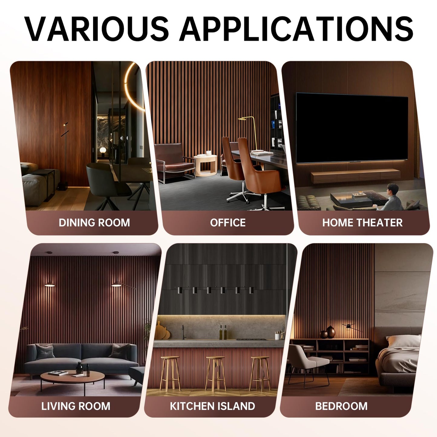 NAVREX 2 Solid Wood Slat Acoustic Panels for Wall and Ceiling - 3D Fire Resistant Fluted Sound Absorbing Acoustic Wall Panel in Walnut Finish for Living Room, Home Theater, Office & Bedroom Decoration, Value Lies in Material (31.5 * 23.6)