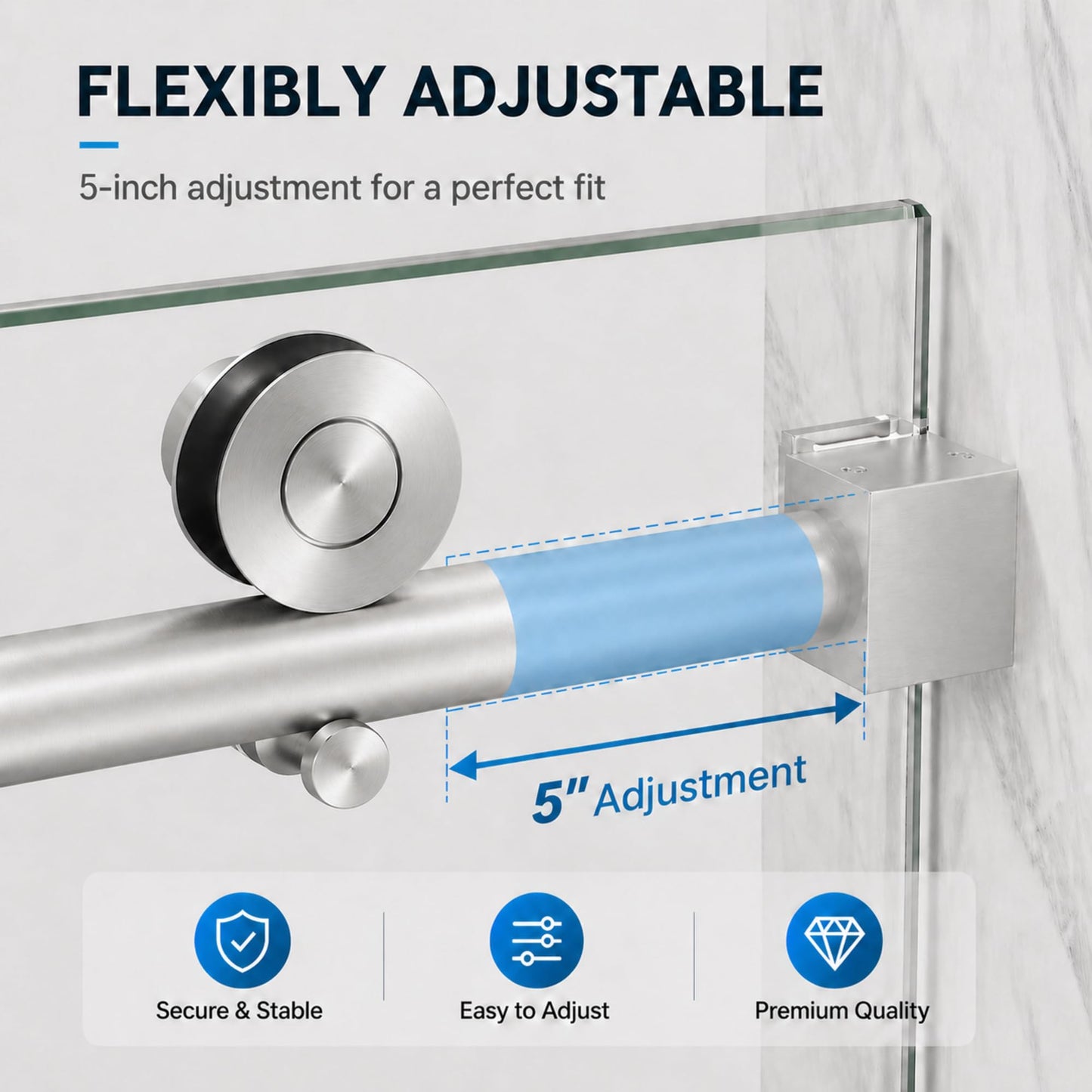 Frameless Glass Shower Door,43-48" W x 72" H Single Sliding Frameless Shower Door,1/4"(6mm) SGCC Tempered Glass,Safety Explosion-Proof Film Nano Coating,Brushed Nickel