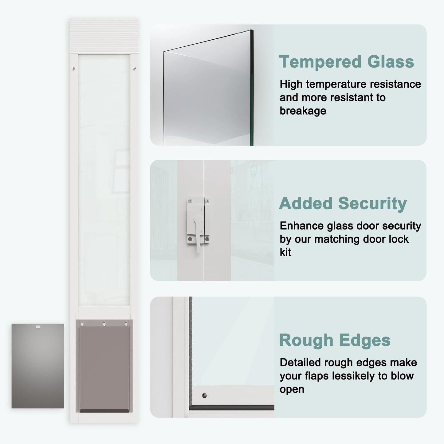 Dog Door for Sliding Glass Doors, Adjustable Height 91"-95 9/16" Aluminum Frame Tempered Sliding Door Dog Doors Insert with Lock,XL Brown10 x 15" Flap Size for Large Dogs
