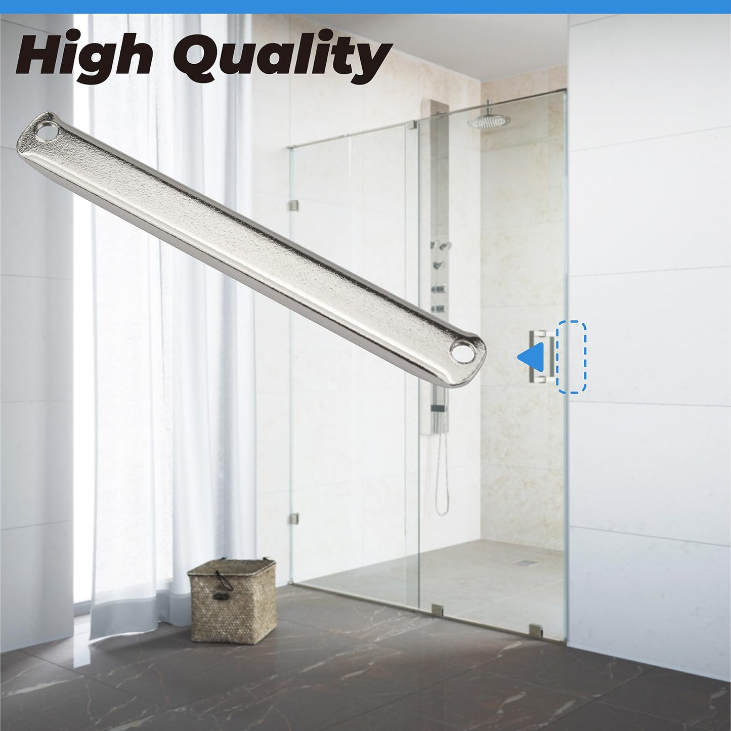 Stainless Steel U-Channel Shower Door Magnet with Screws - Swing Door Handles and Strike Jamb