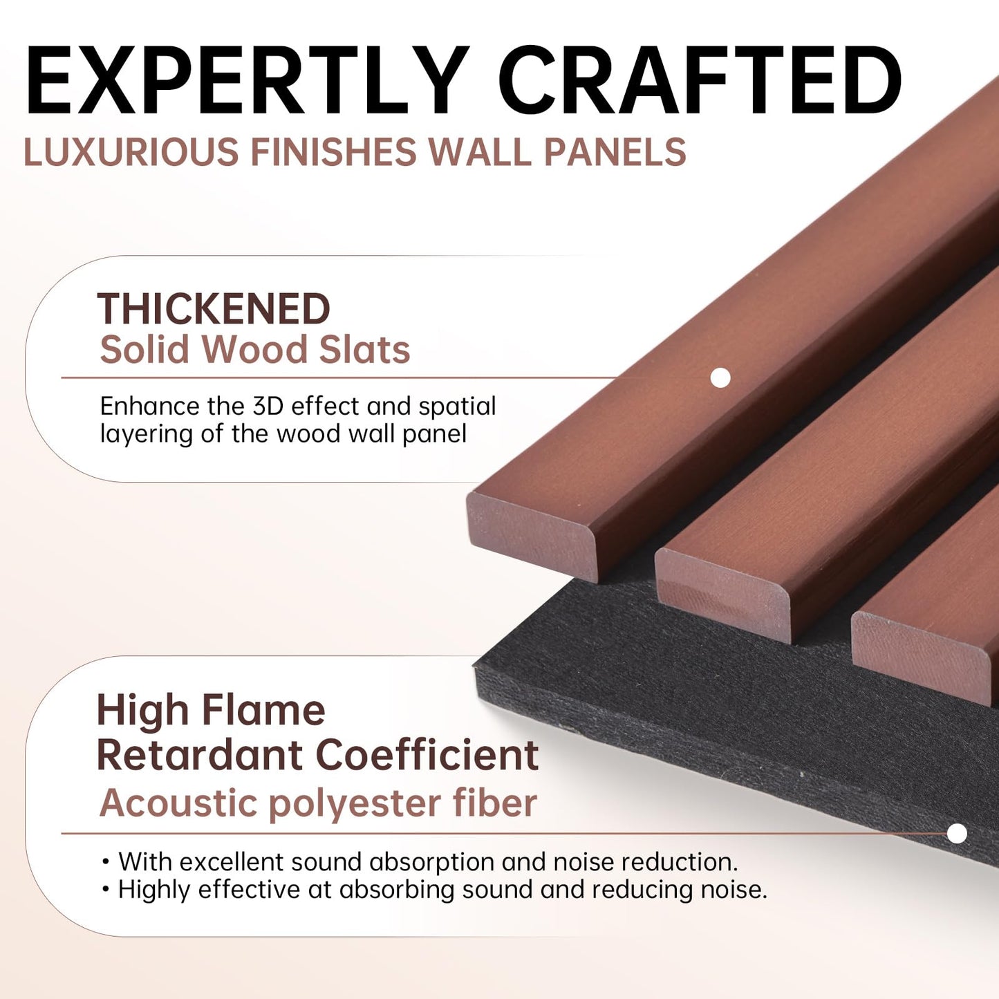 NAVREX 2 Solid Wood Slat Acoustic Panels for Wall and Ceiling - 3D Fire Resistant Fluted Sound Absorbing Acoustic Wall Panel in Walnut Finish for Living Room, Home Theater, Office & Bedroom Decoration, Value Lies in Material (31.5 * 23.6)