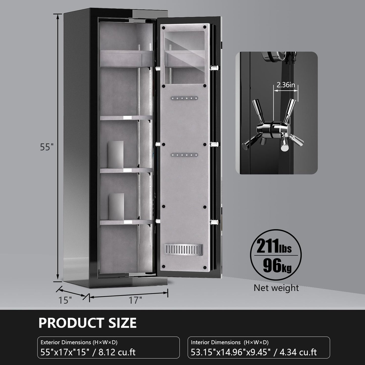 Fireproof Safe with Digital Lock – 8.12 cu.ft Heavy-Duty Large Safe Box for Home, Business & Office | Secure, Durable & Stylish Black/RED Design