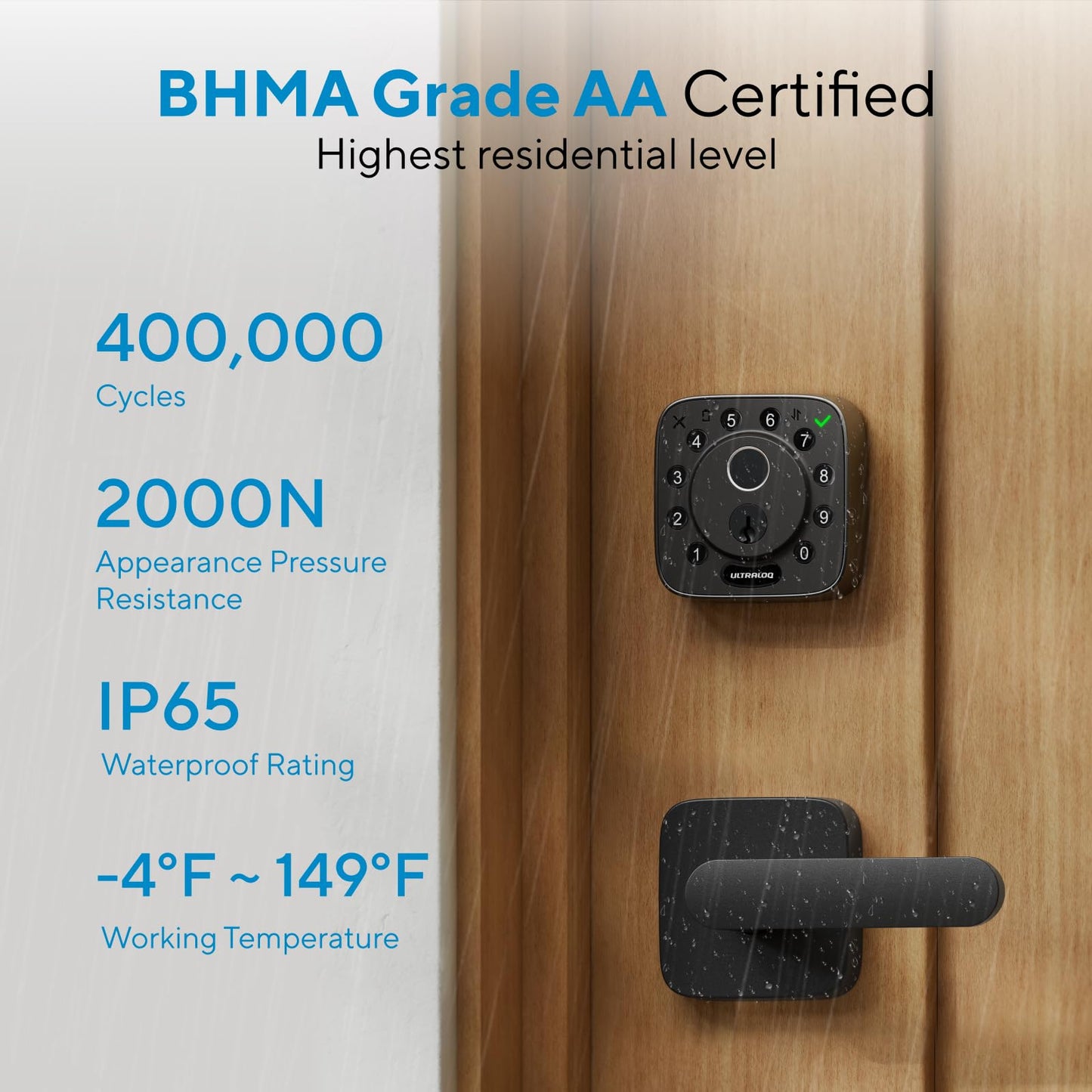 ULTRALOQ Bolt Fingerprint Smart Lock with Door Sensor, Built-in WiFi, Works with Apple Home, Alexa, Google, SmartThings, Keyless Entry Deadbolt with App, Code, Remote Control, Auto-Lock, BHMA Cert.